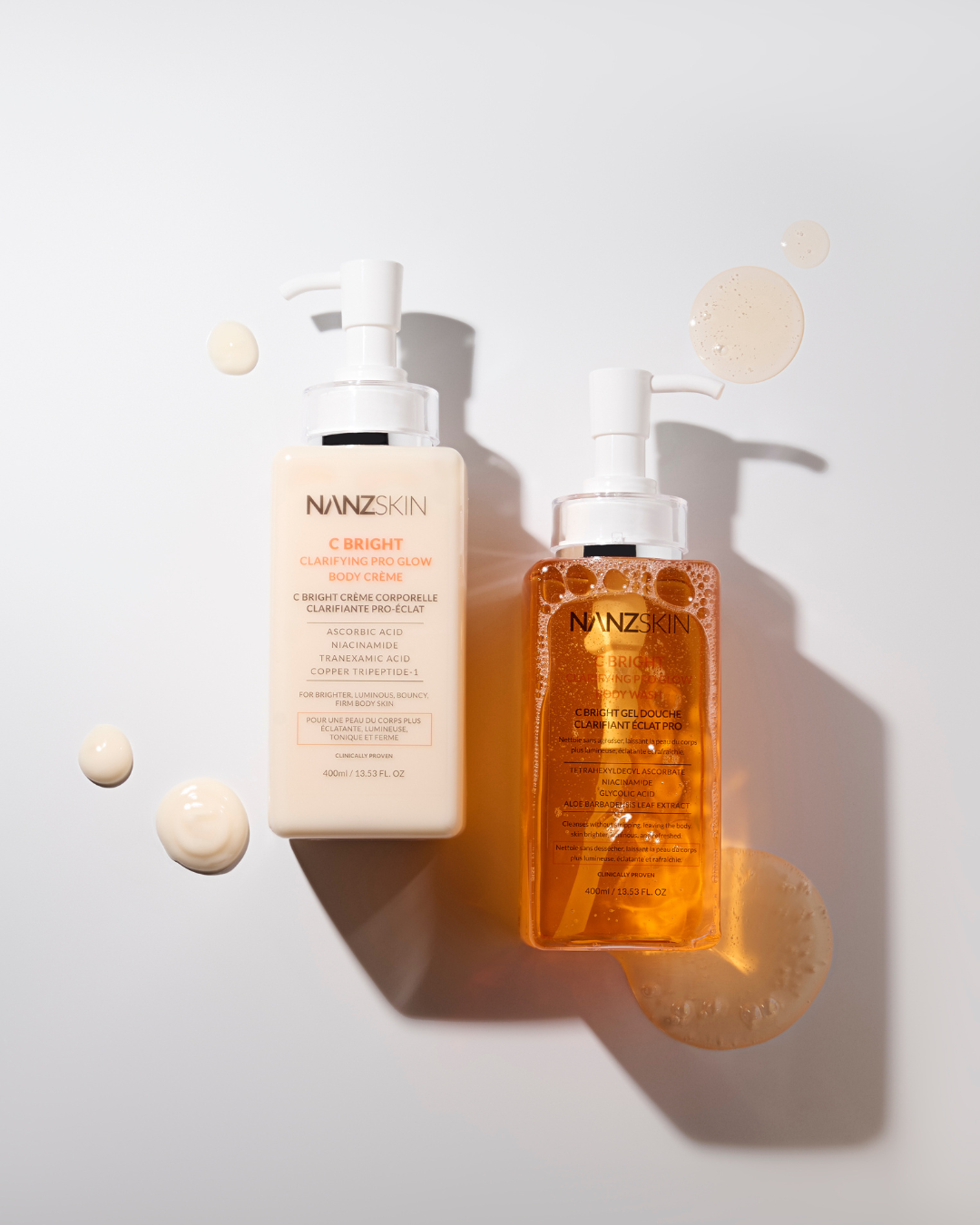 Two skincare bottles from Nanzkin on a light background