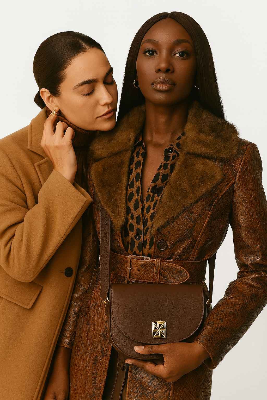 NANZ Allegra Iconic Crossbody Handtas - Bruin