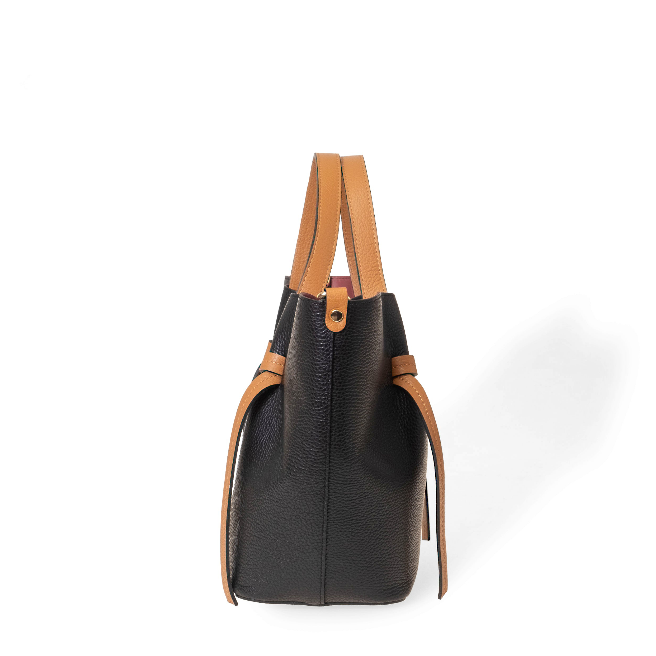 NANZ Élodie Noir bruine leren handtas