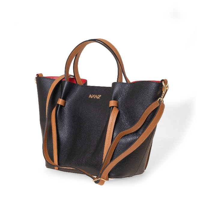 NANZ Élodie Noir bruine leren handtas