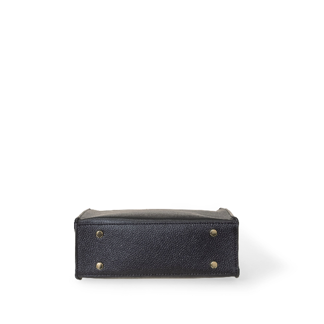 NANZ Milano Compacte Tote van Gekorreld Leer - Zwart