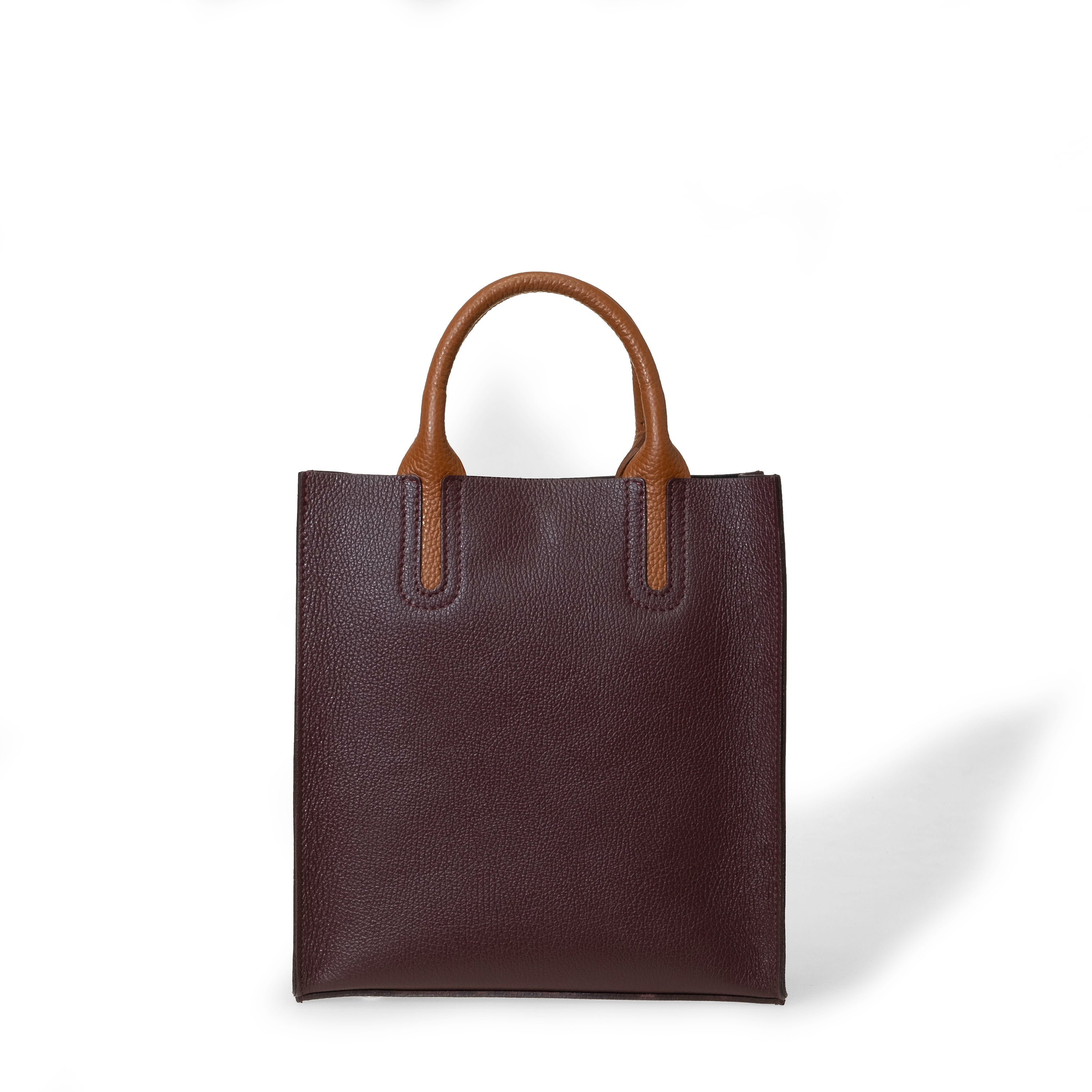 NANZ Milano Compacte Tote van Gekorreld Leer - Bordeauxrood