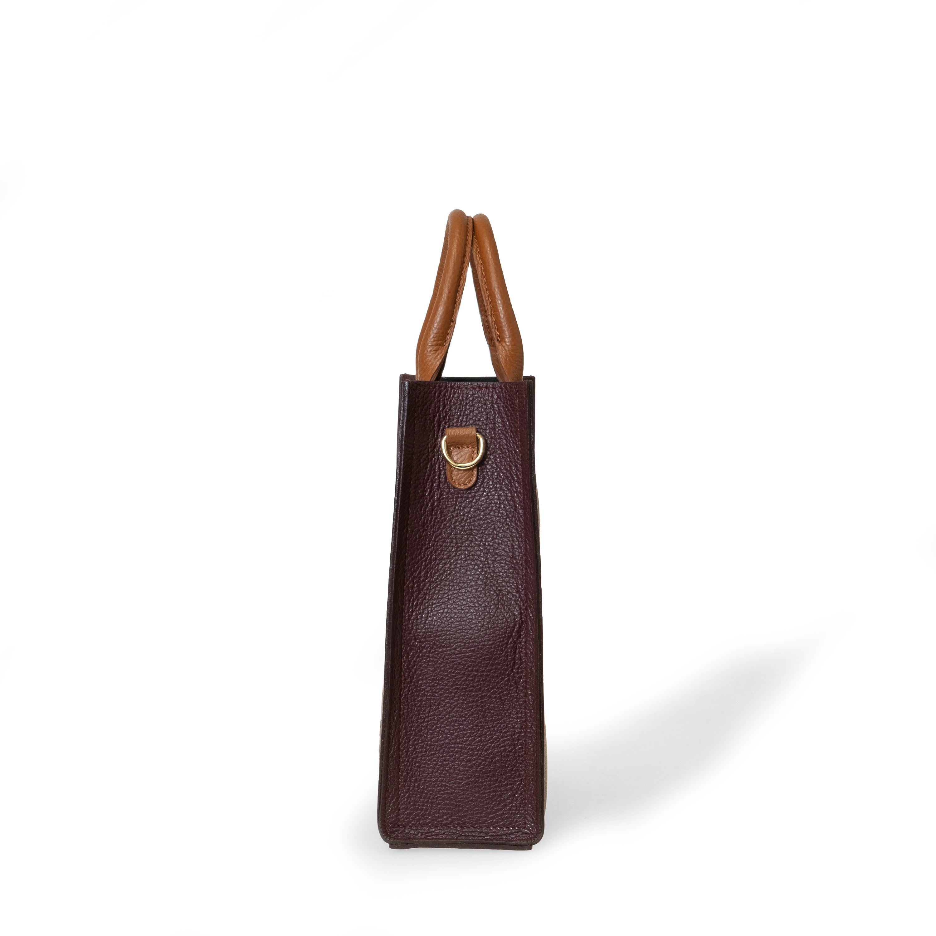 NANZ Milano Compacte Tote van Gekorreld Leer - Bordeauxrood