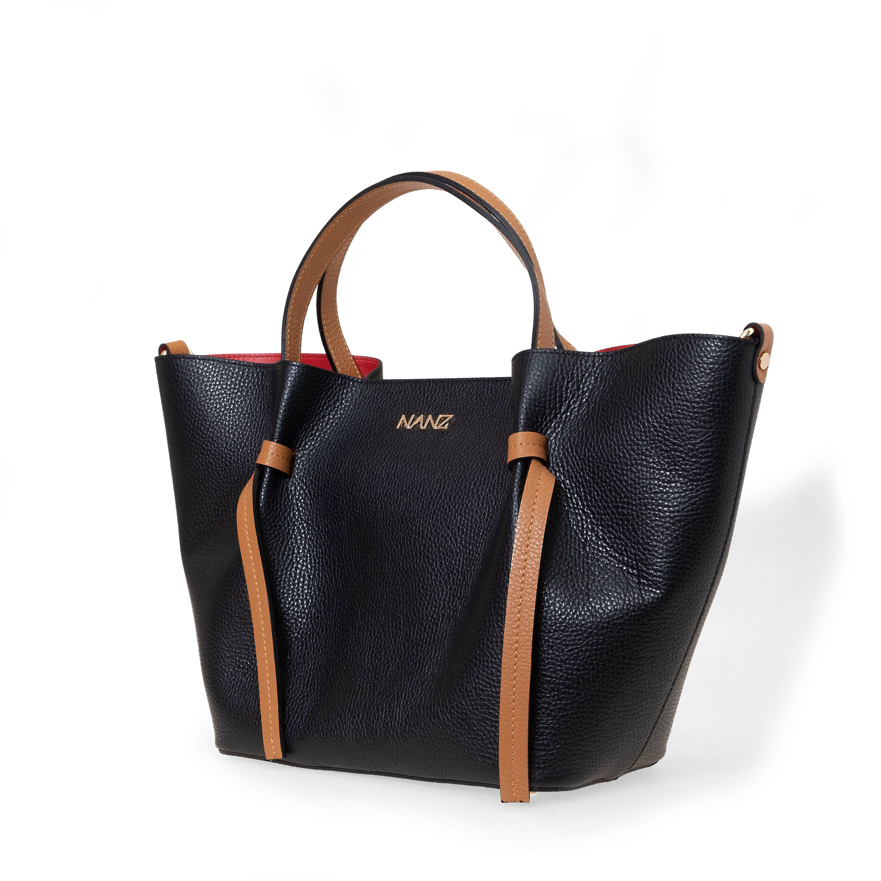 NANZ Élodie Noir bruine leren handtas