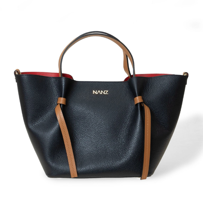 NANZ Élodie Noir bruine leren handtas