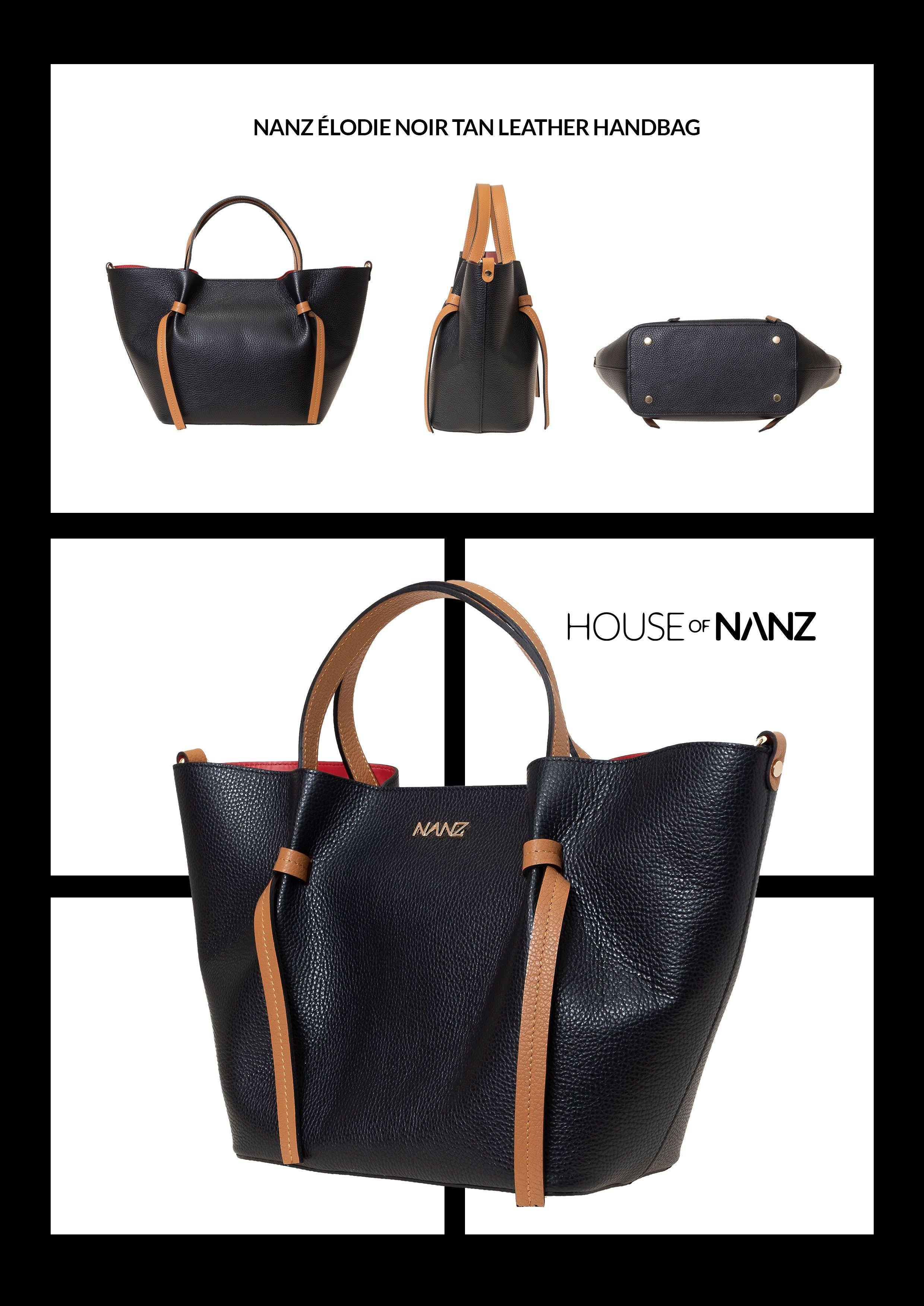 NANZ Élodie Noir bruine leren handtas
