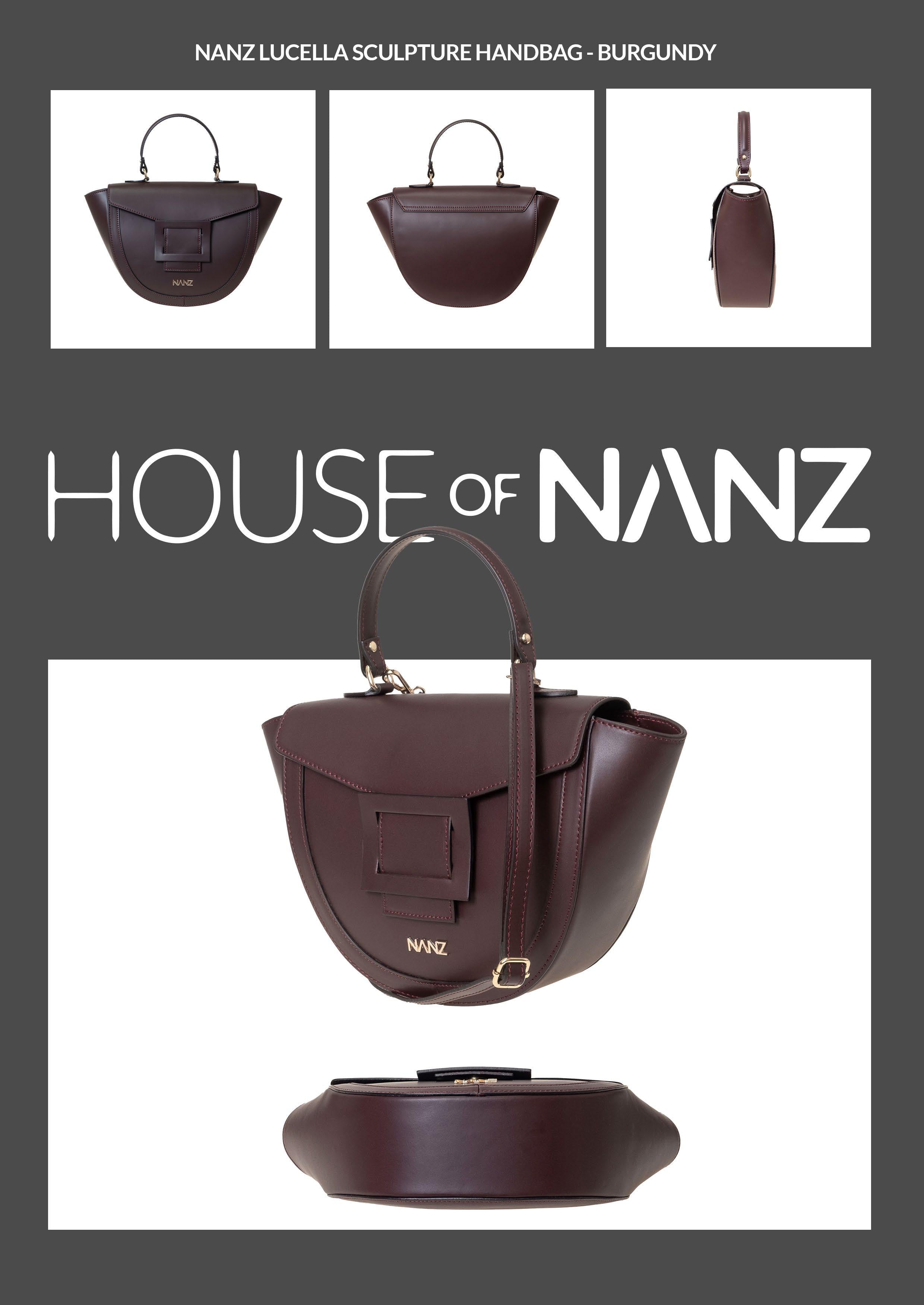NANZ Lucella Sculptuur Handtas - Bordeauxrood