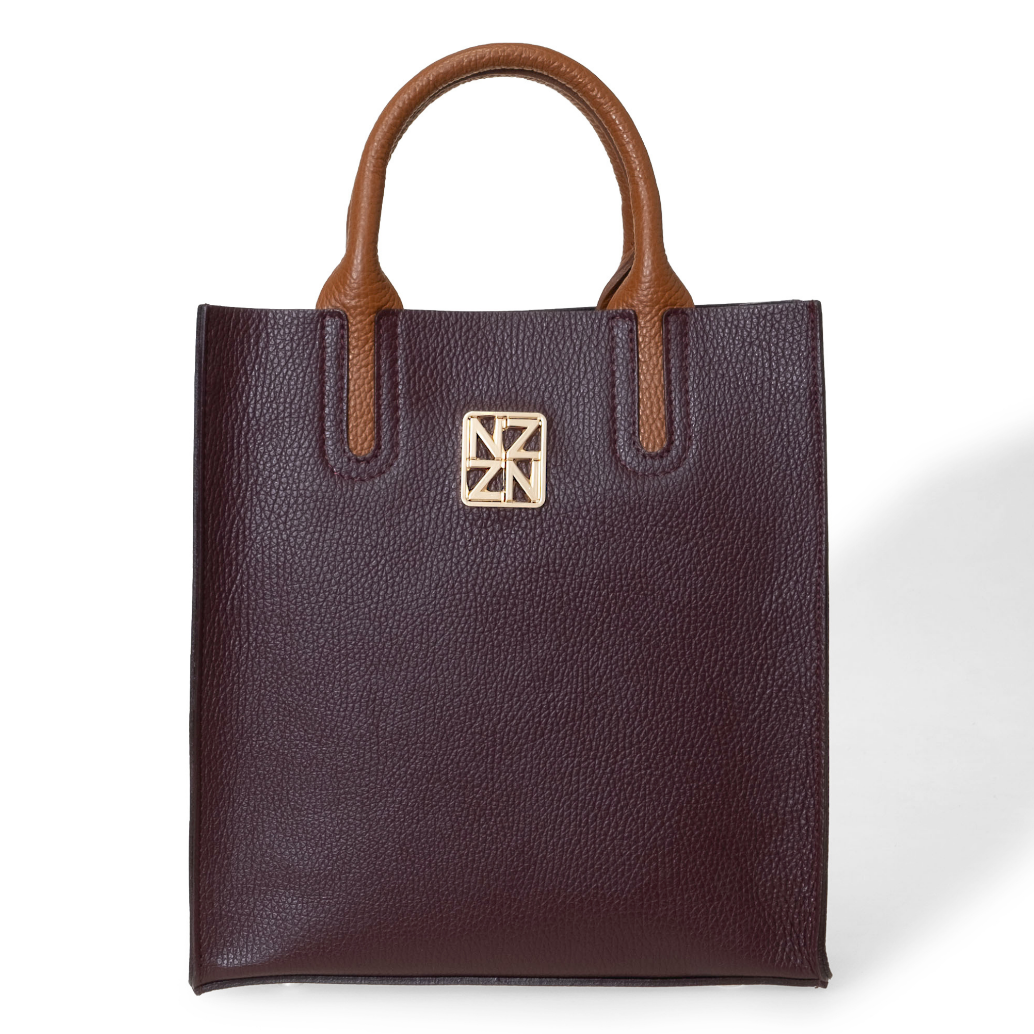 NANZ Milano Compacte Tote van Gekorreld Leer - Bordeauxrood