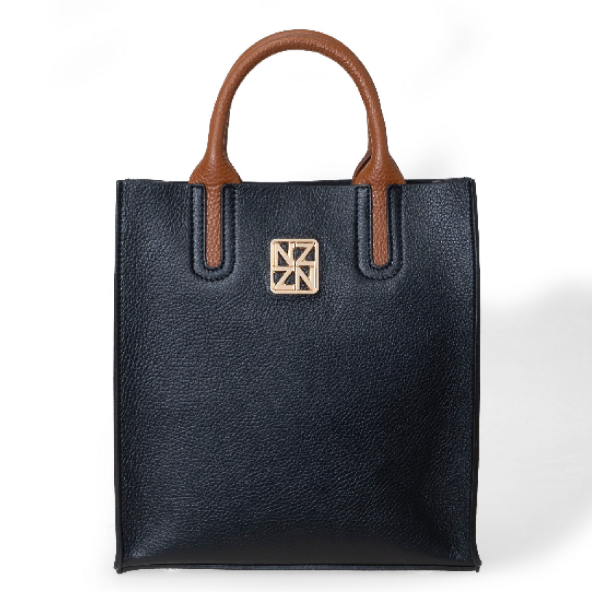 NANZ Milano Compacte Tote van Gekorreld Leer - Zwart
