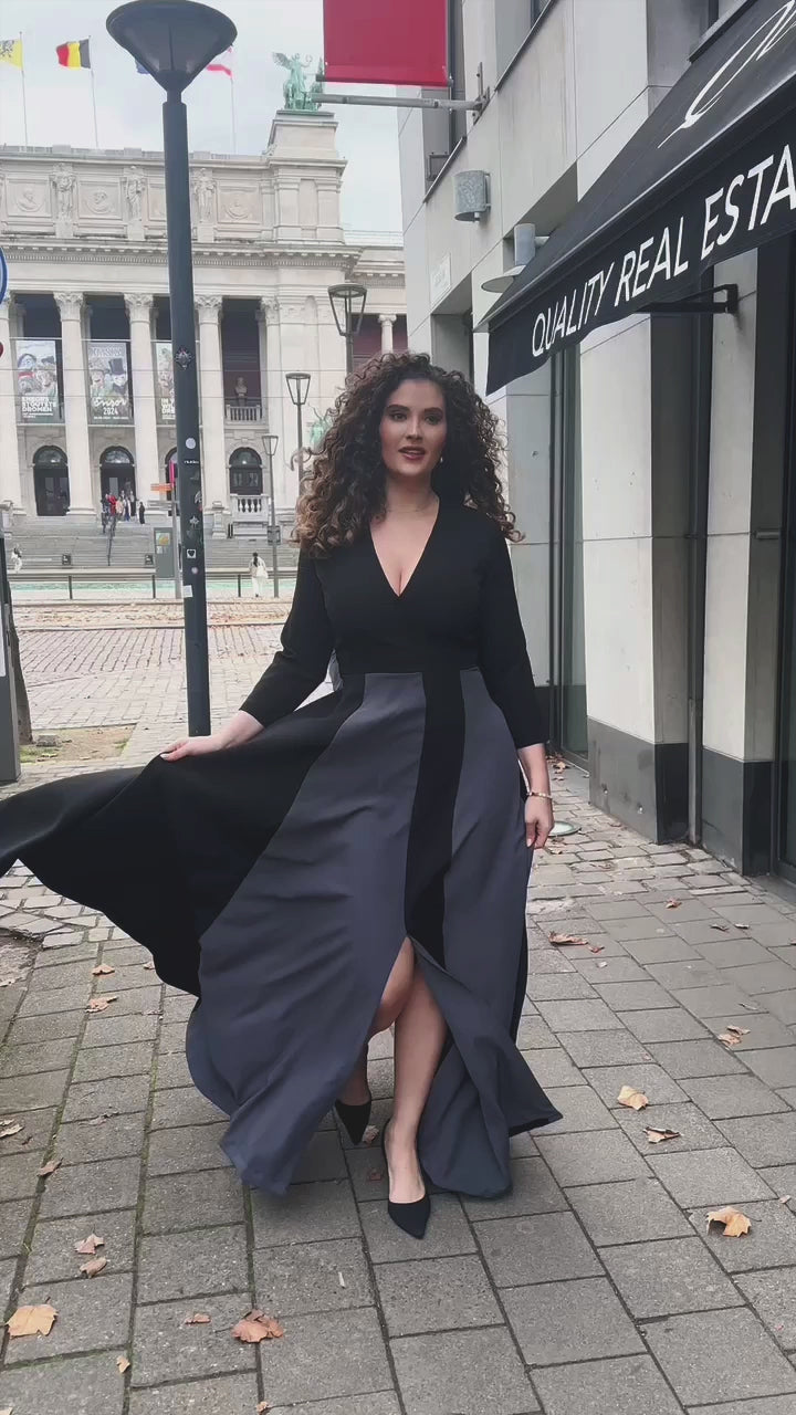 De NANZ Aurelia gedrapeerde maxi-jurk