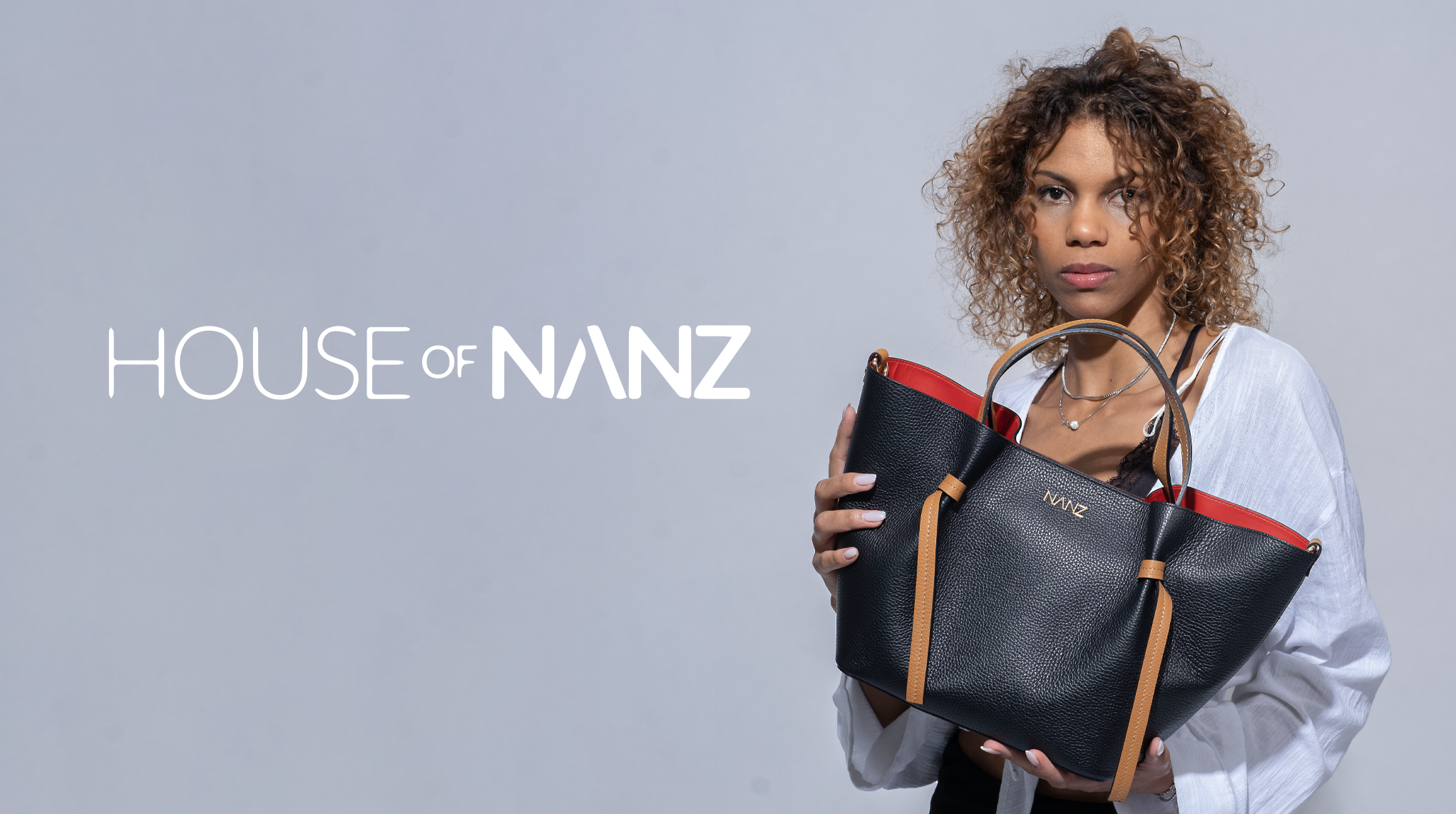 NANZ Élodie Noir bruine leren handtas