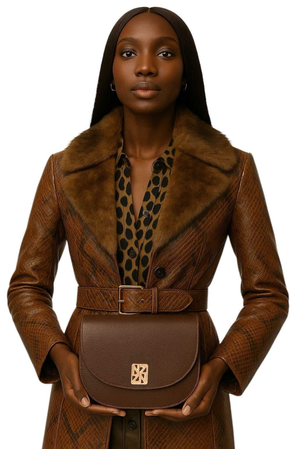 NANZ Allegra Iconic Crossbody Handtas - Bruin