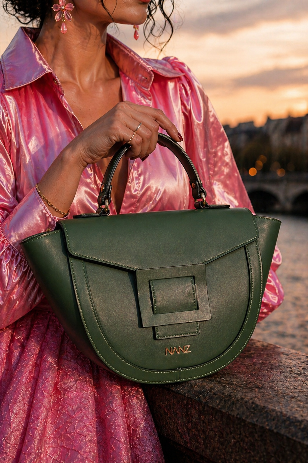 NANZ Lucella Sculptuur Handtas - Groen