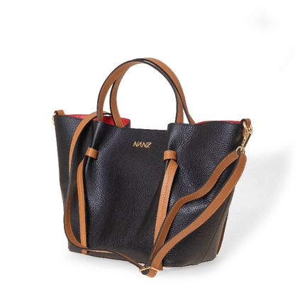 NANZ Élodie Noir bruine leren handtas