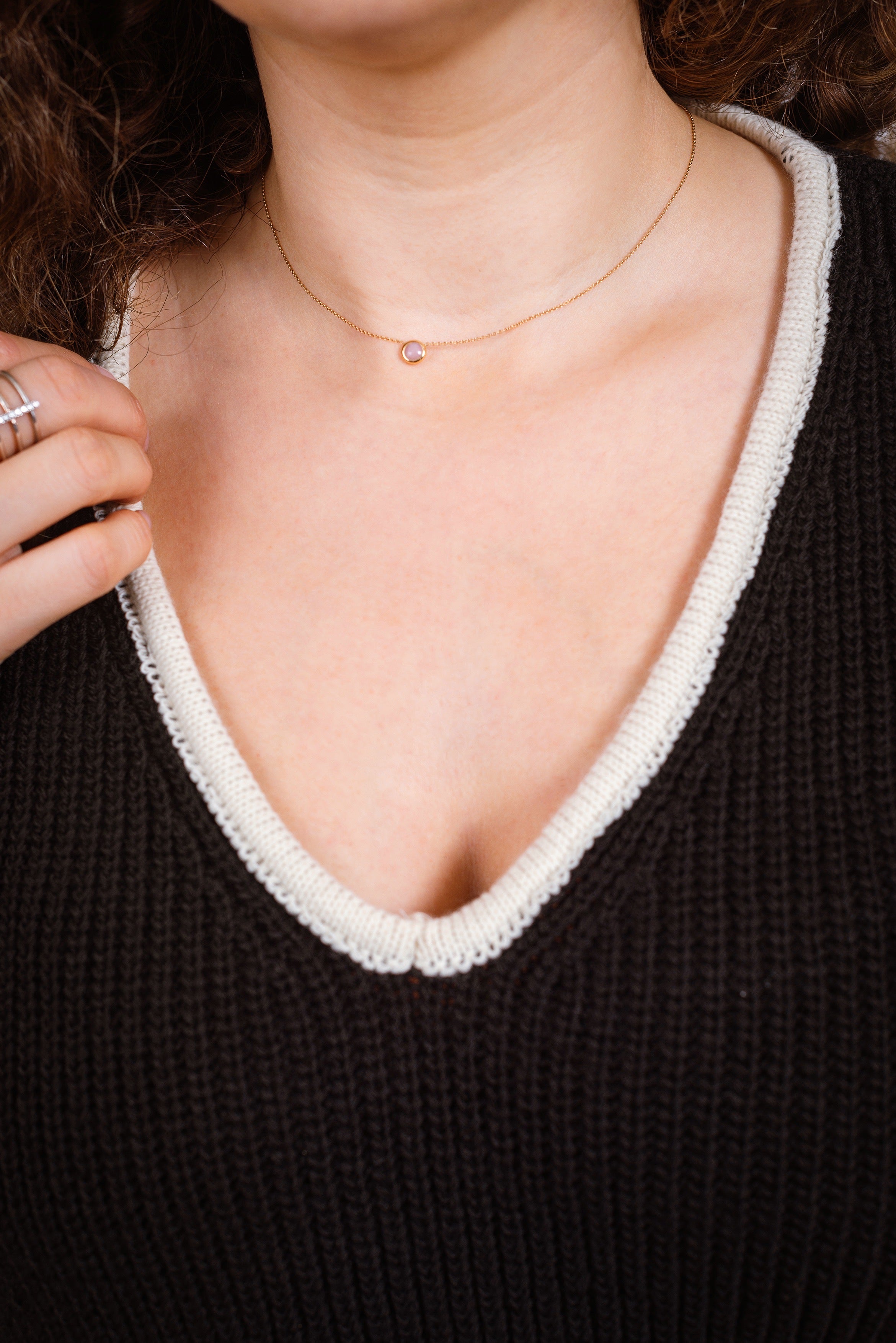 NANZ oversized gebreide co-ordset met randlijn in zwart