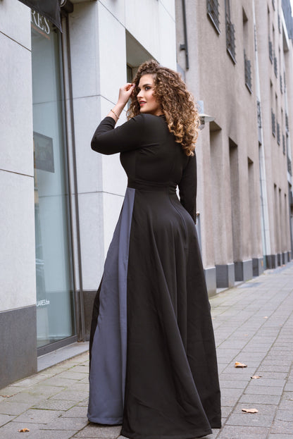 De NANZ Aurelia gedrapeerde maxi-jurk