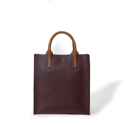 NANZ Milano Compacte Tote van Gekorreld Leer - Bordeauxrood
