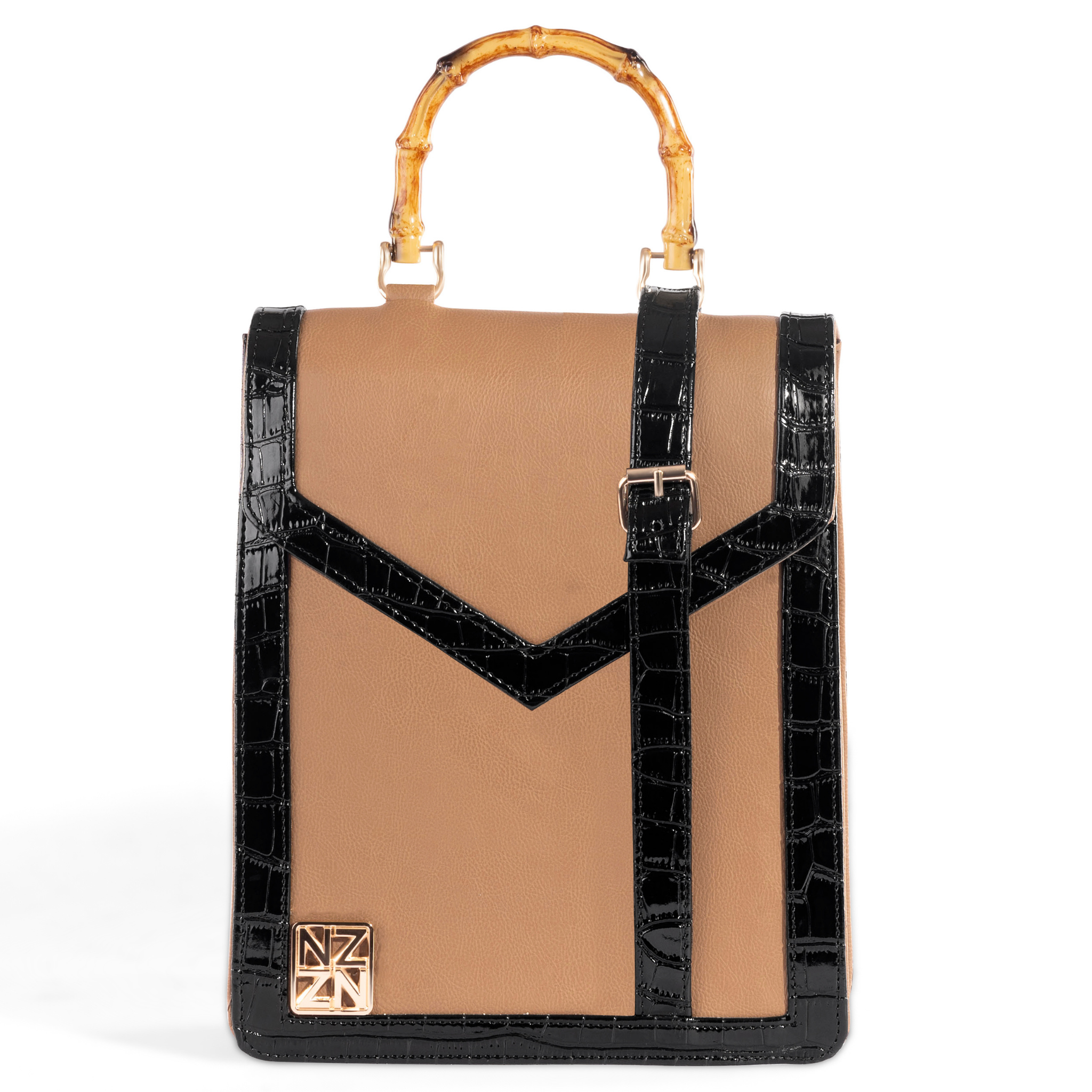 NANZ HERITAGE BAMBOO HANDBAG - Tan