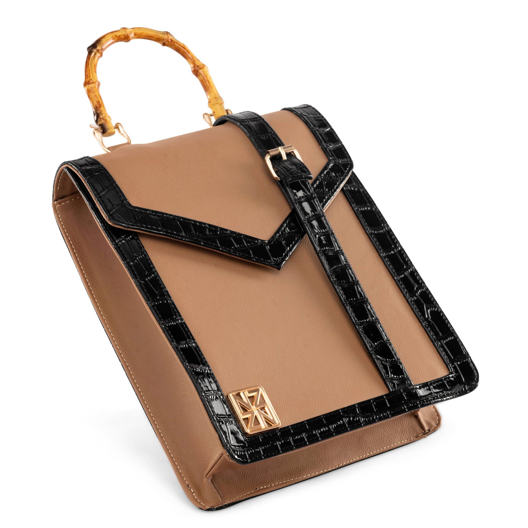 NANZ HERITAGE BAMBOO HANDBAG - Tan