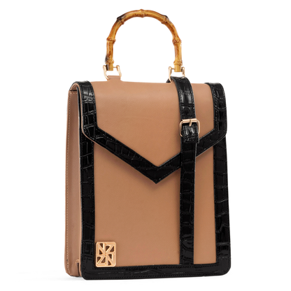 NANZ HERITAGE BAMBOO HANDBAG - Tan