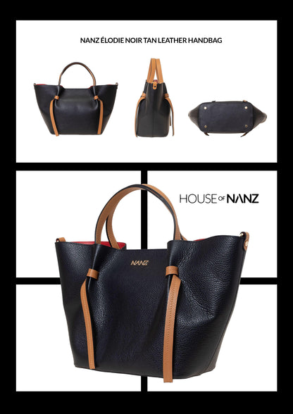 NANZ Élodie Noir bruine leren handtas
