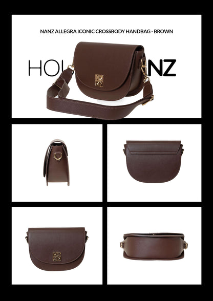 NANZ Allegra Iconic Crossbody Handtas - Bruin