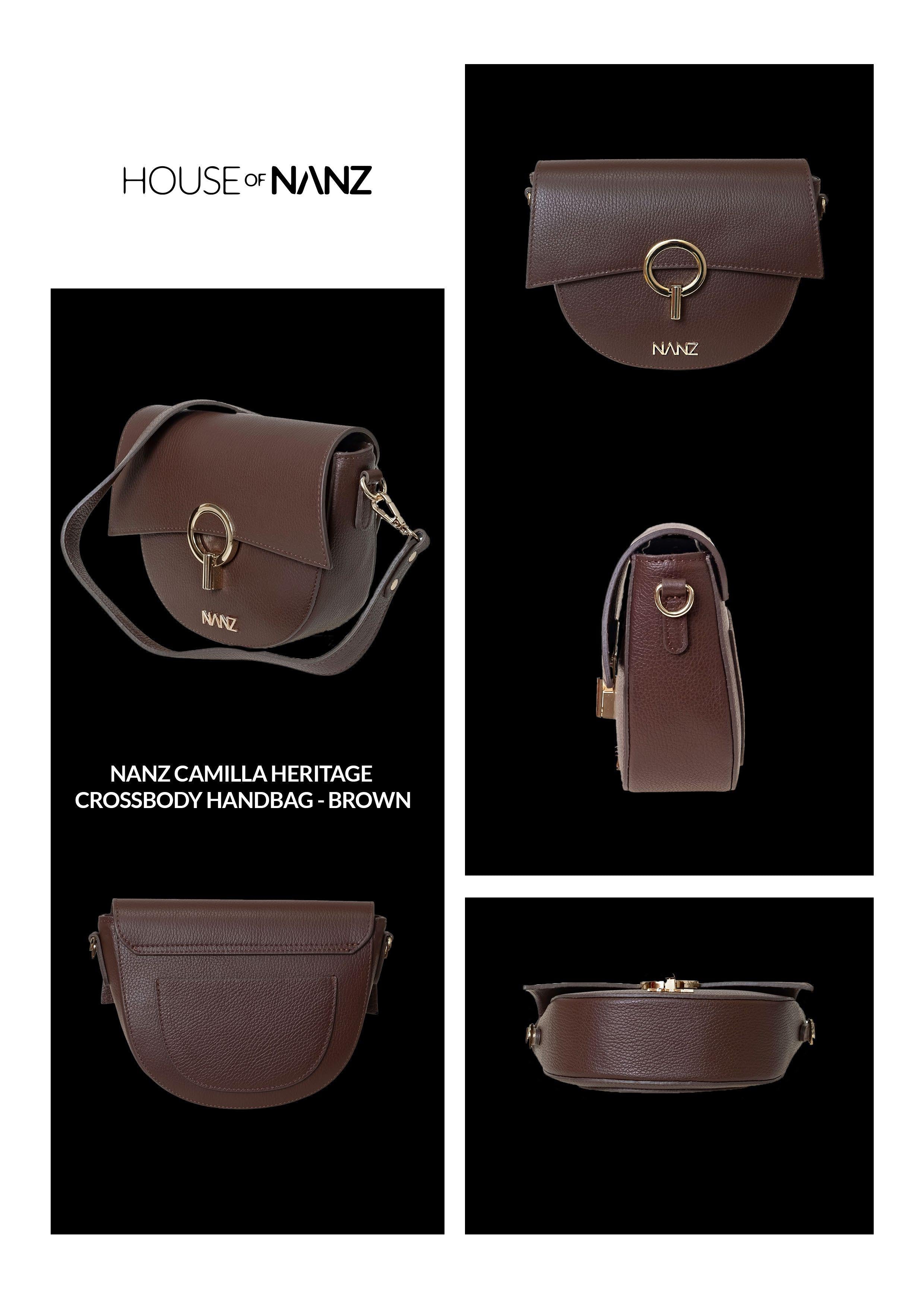 NANZ Camilla Heritage Crossbody handtas - Bruin