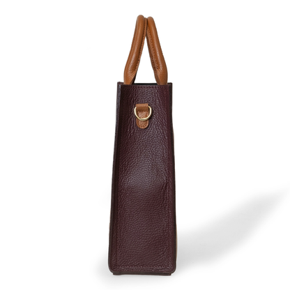 NANZ Milano Compacte Tote van Gekorreld Leer - Bordeauxrood