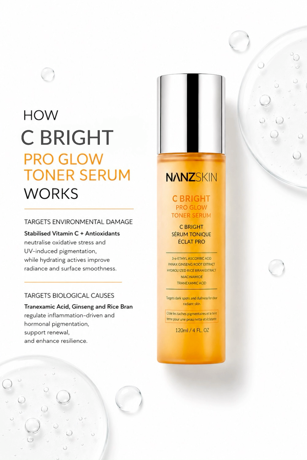 NANZSKIN C BRIGHT PRO GLOW TONER SERUM