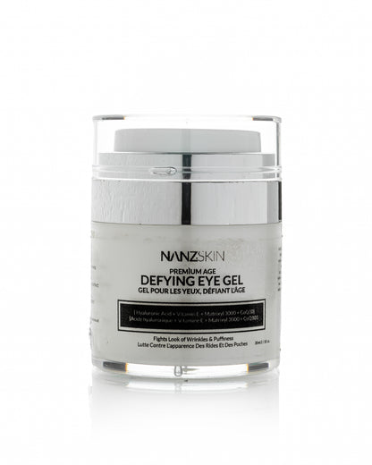 Nanzskin Defying Eye Gel jar on a white background