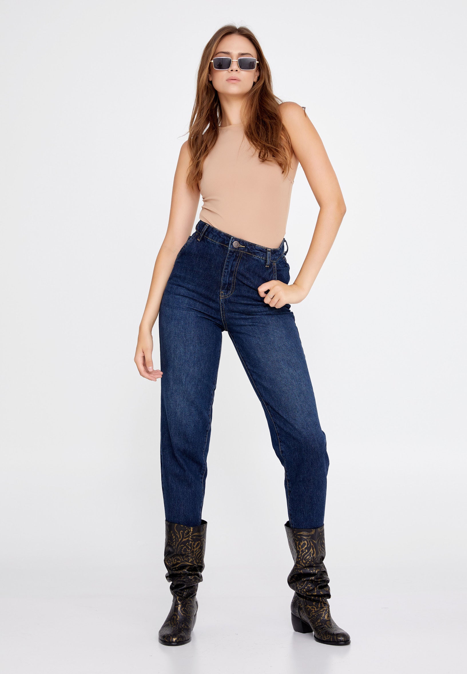 NANZ rechte, normale marineblauwe jeans