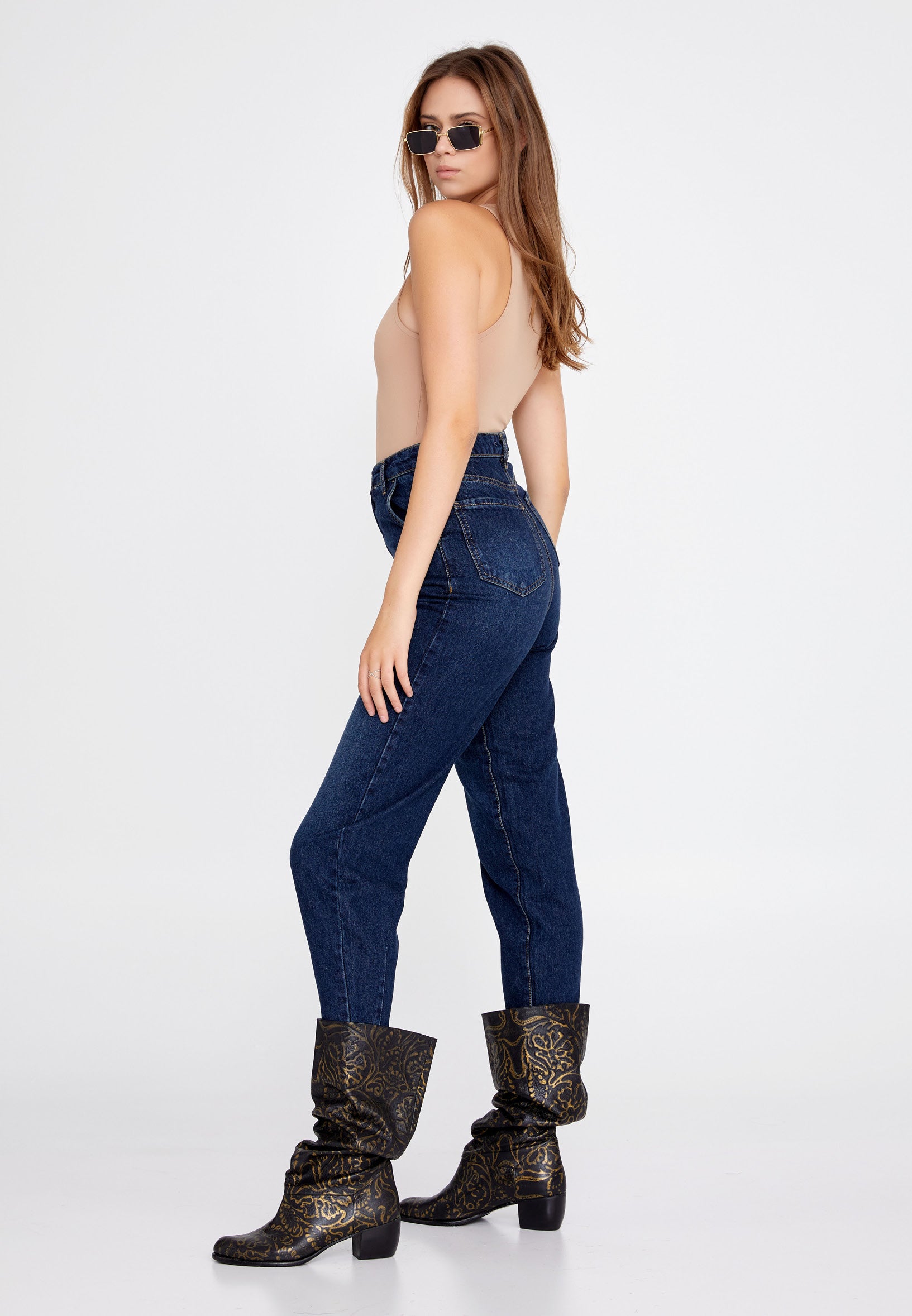 NANZ rechte, normale marineblauwe jeans