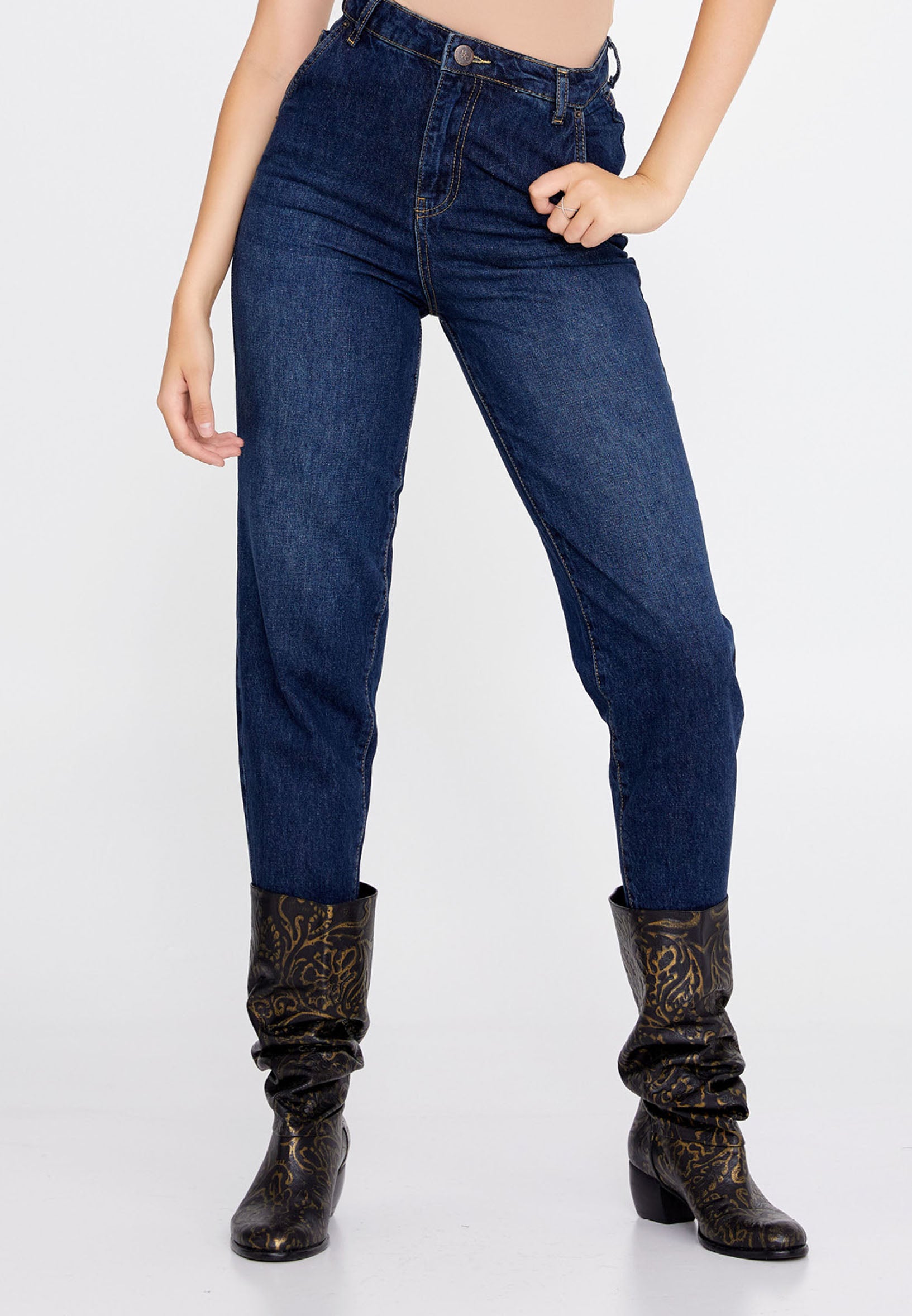 NANZ rechte, normale marineblauwe jeans